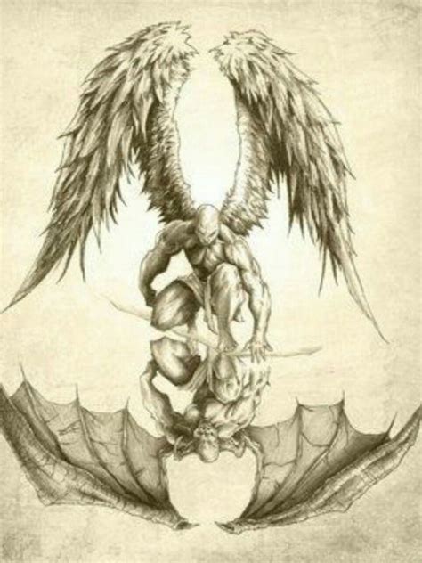 angel and devil fighting tattoos